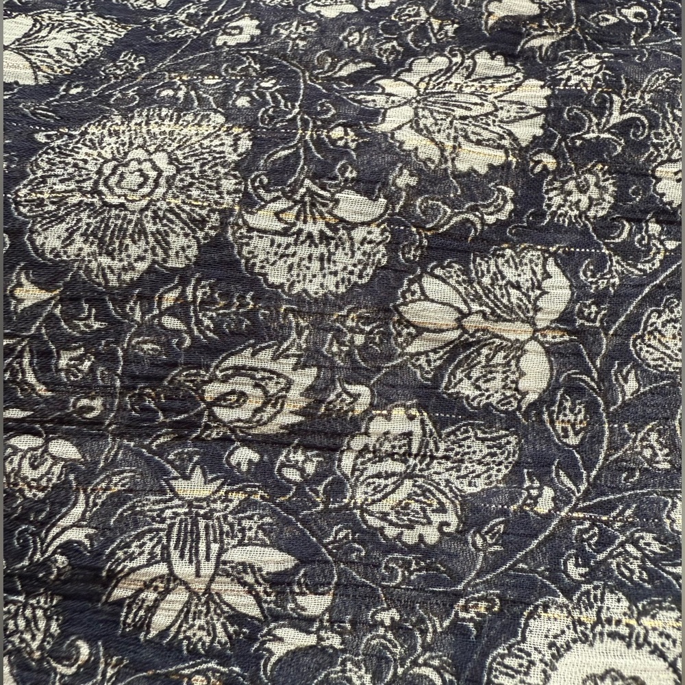 ZARA Basic Navy & White Floral Chiffon Midi Dress - Picture 9 of 9